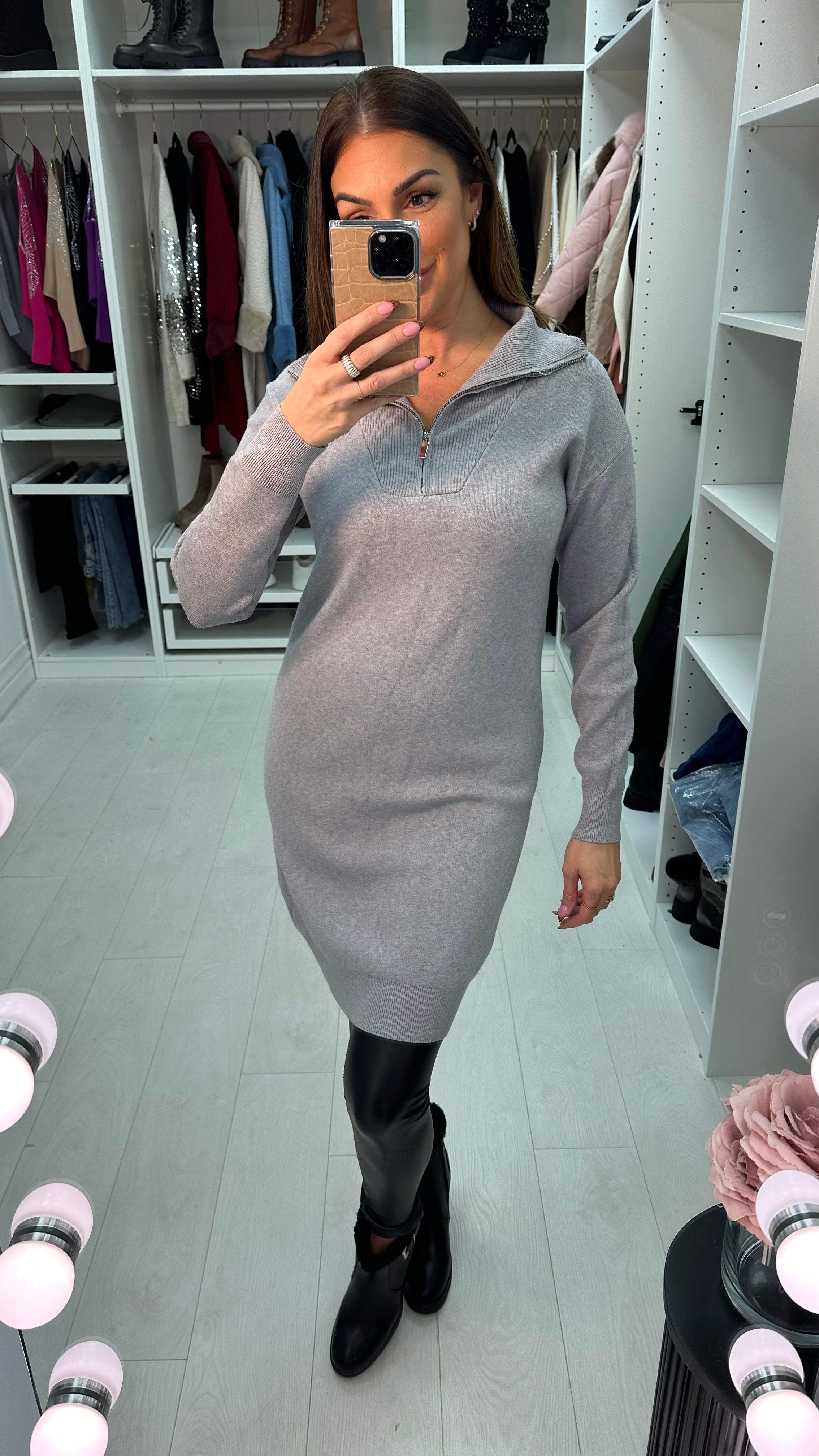 Marivella Zip Front Longline Knit Jumper