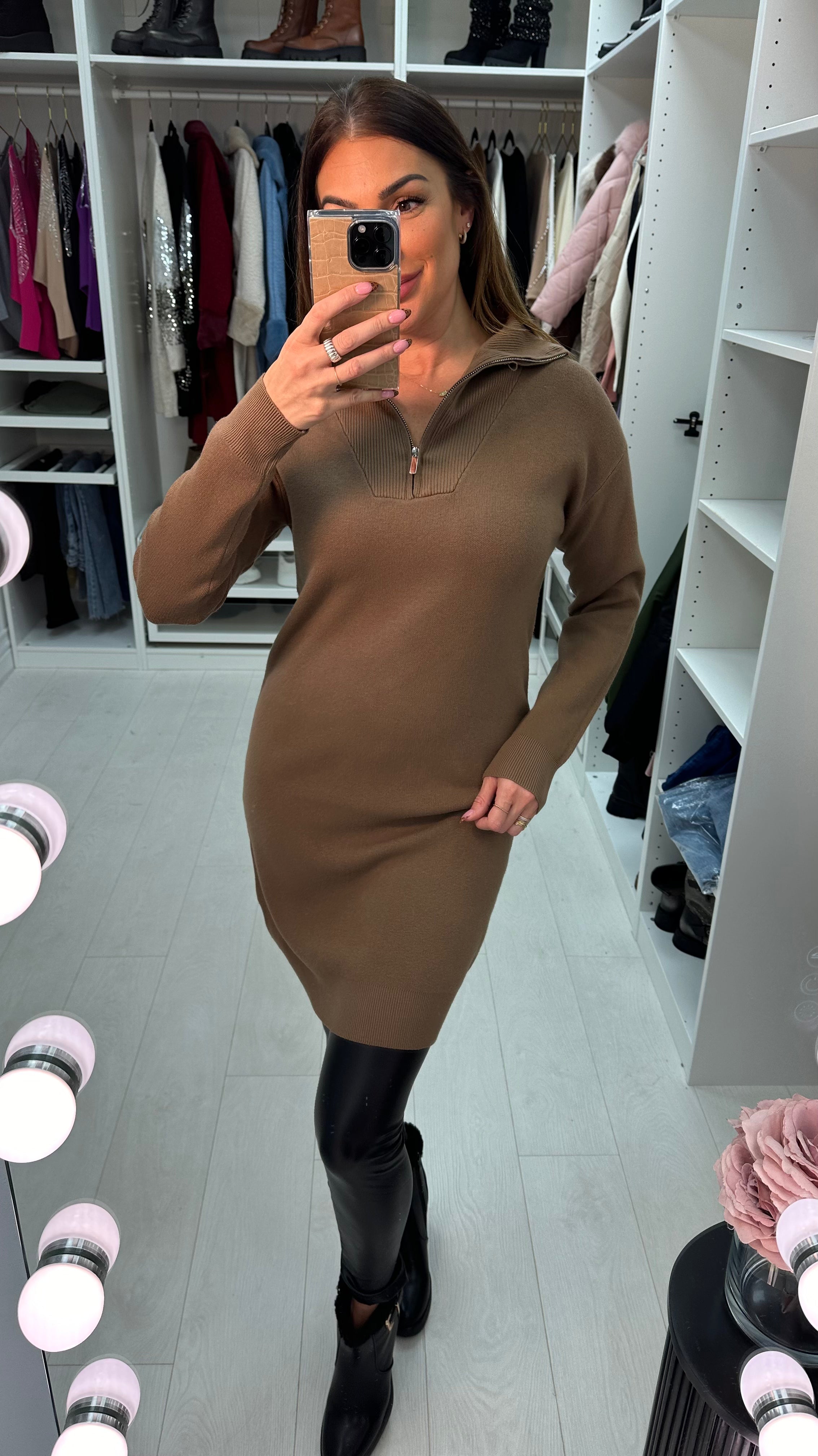 Marivella Zip Front Longline Knit Jumper