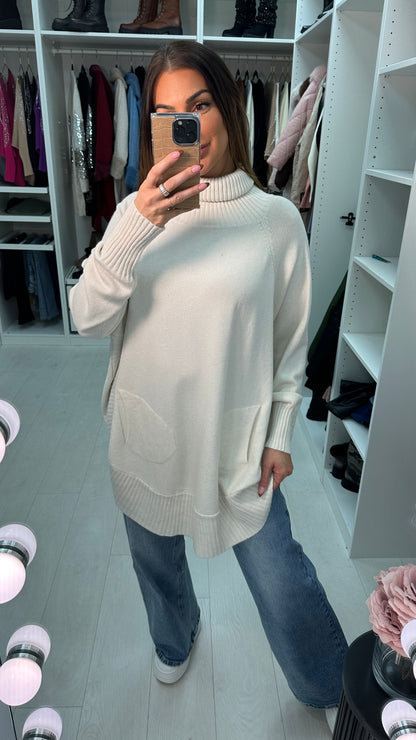 Ailani Plain Roll Neck Loose Fit Jumper