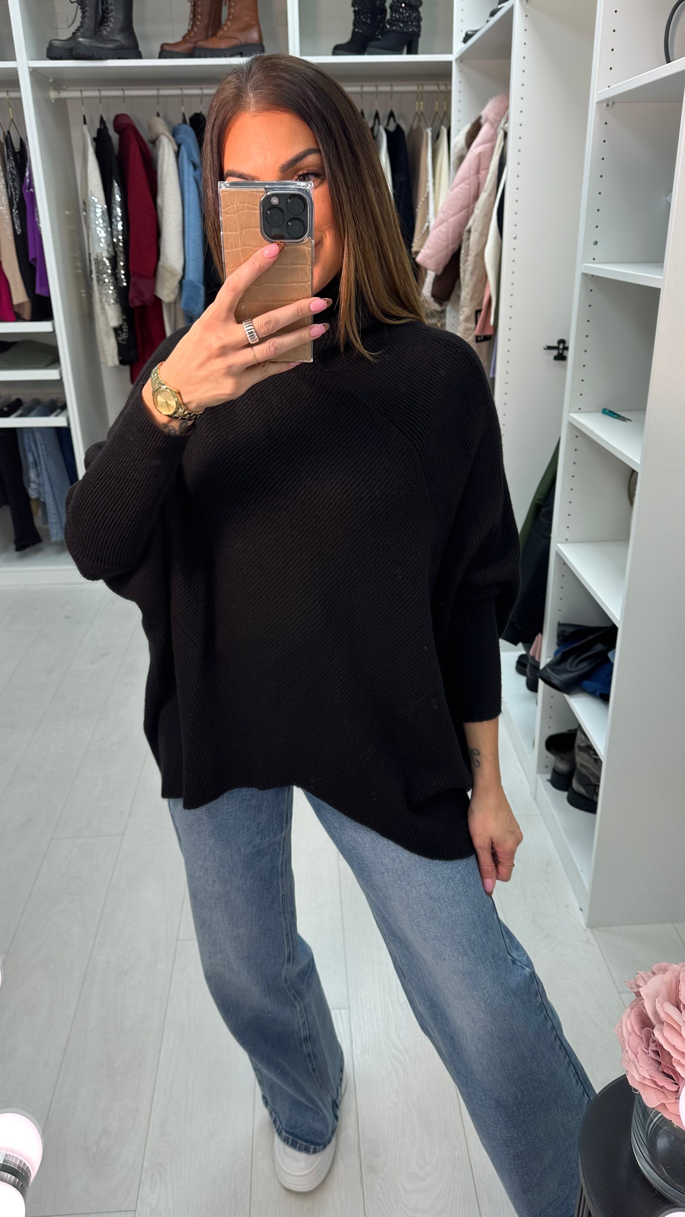 Gisele Roll Neck Asymmetric Knit Jumper