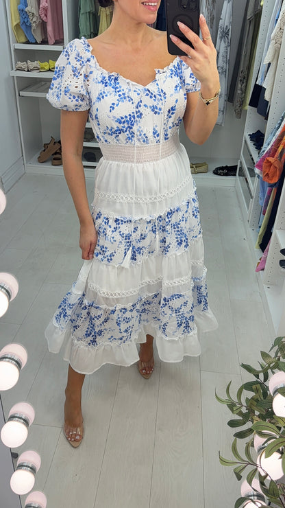 Corrina Floral & Broidery Anglaise Detailed Maxi Dress