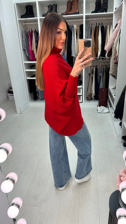 Gisele Roll Neck Asymmetric Knit Jumper