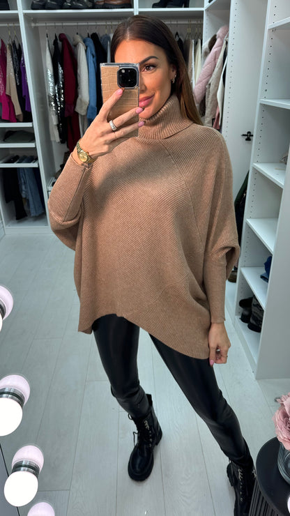 Gisele Roll Neck Asymmetric Knit Jumper