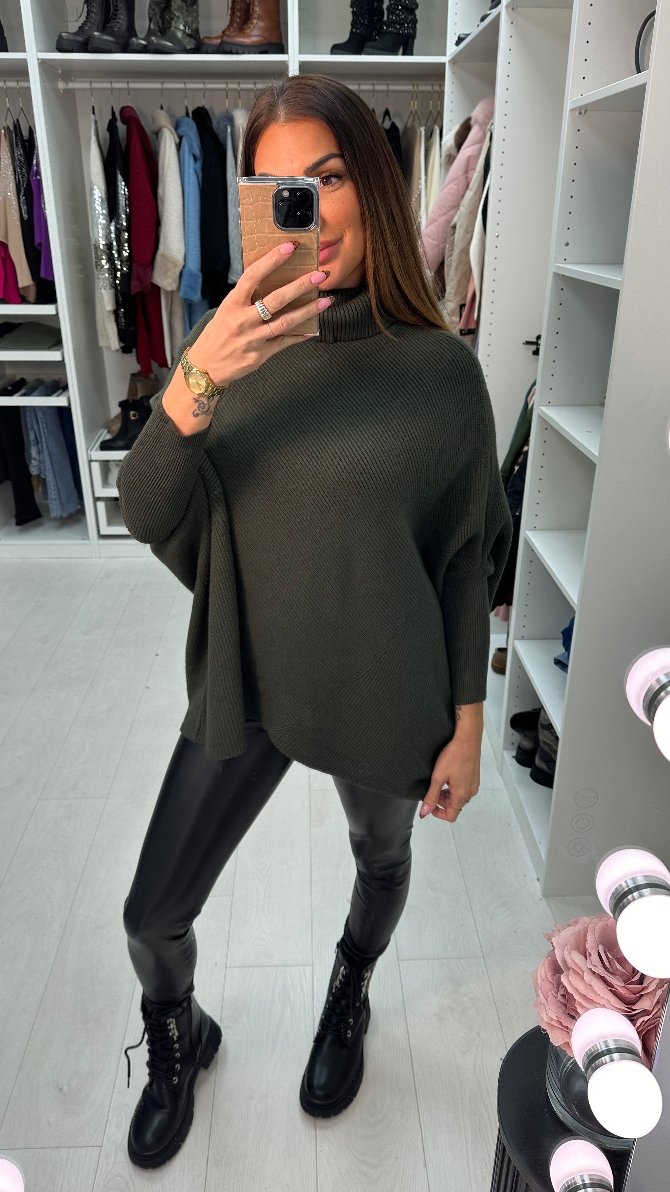 Gisele Roll Neck Asymmetric Knit Jumper