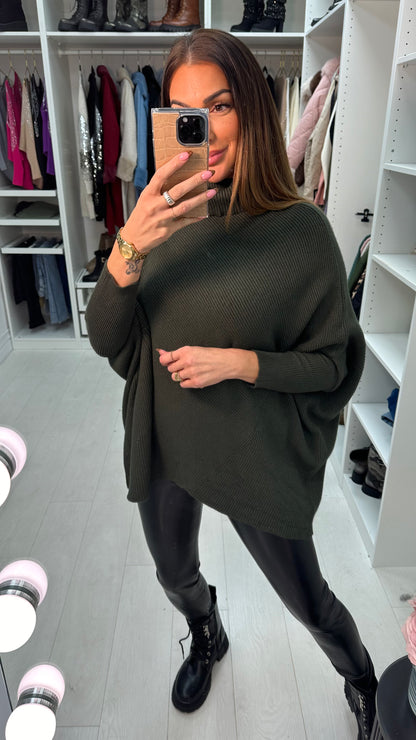Gisele Roll Neck Asymmetric Knit Jumper