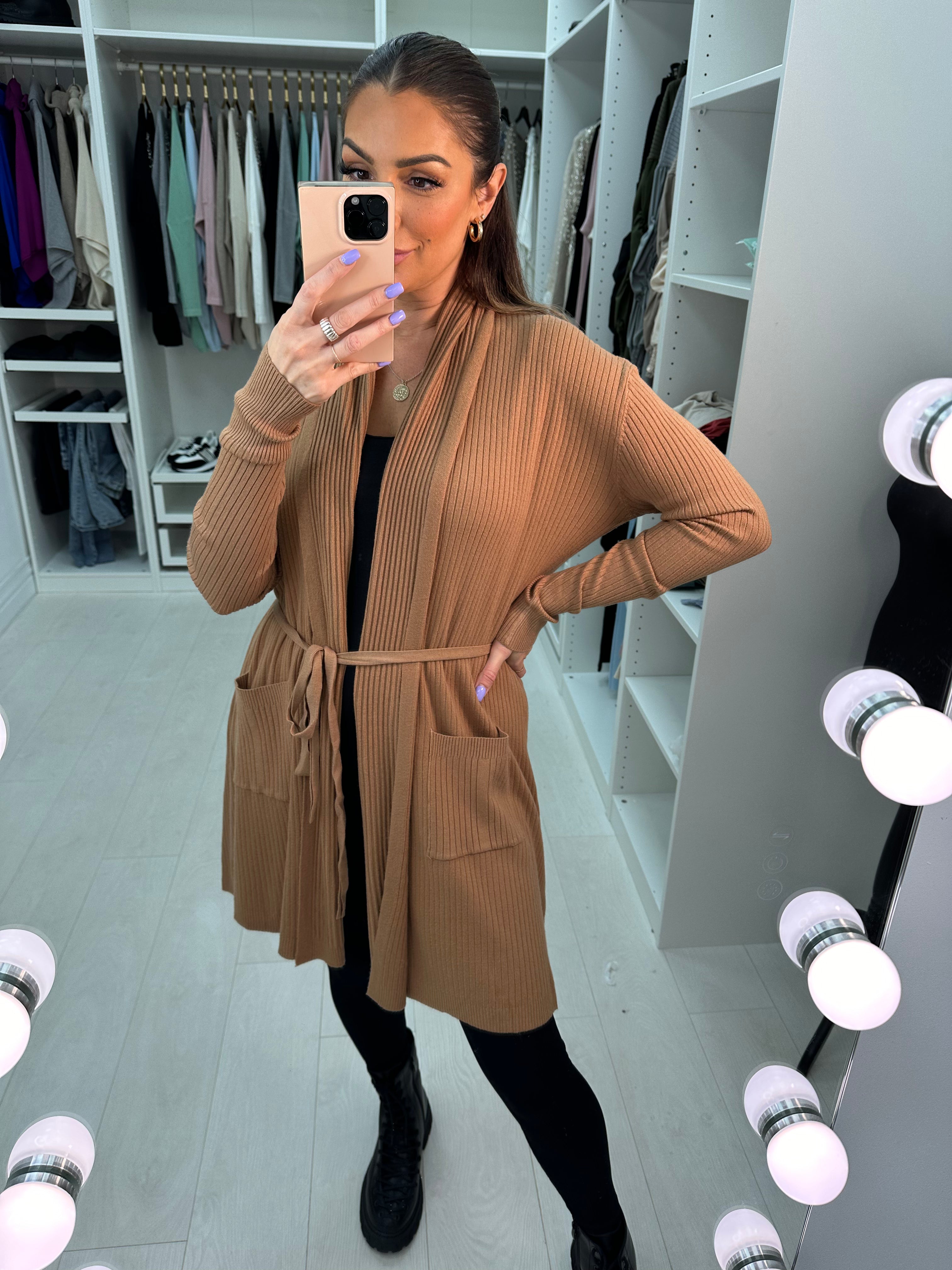 Hallie Plain Ribbed Longline Cardigan