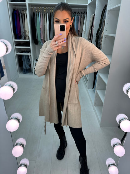 Hallie Plain Ribbed Longline Cardigan