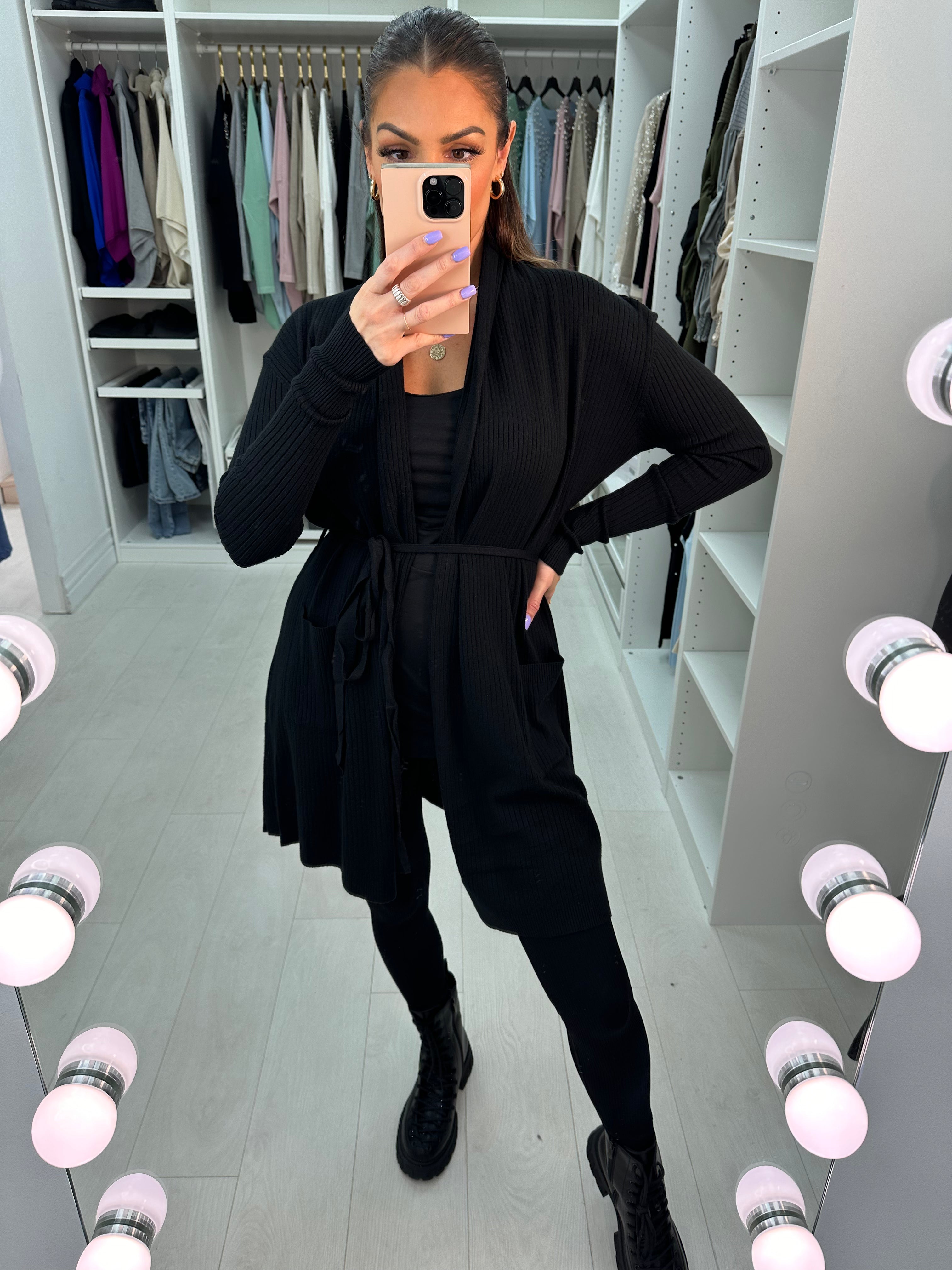 Hallie Plain Ribbed Longline Cardigan