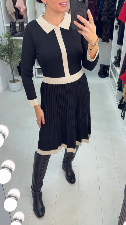 Oria Colour Block Pleated Jumper Dress