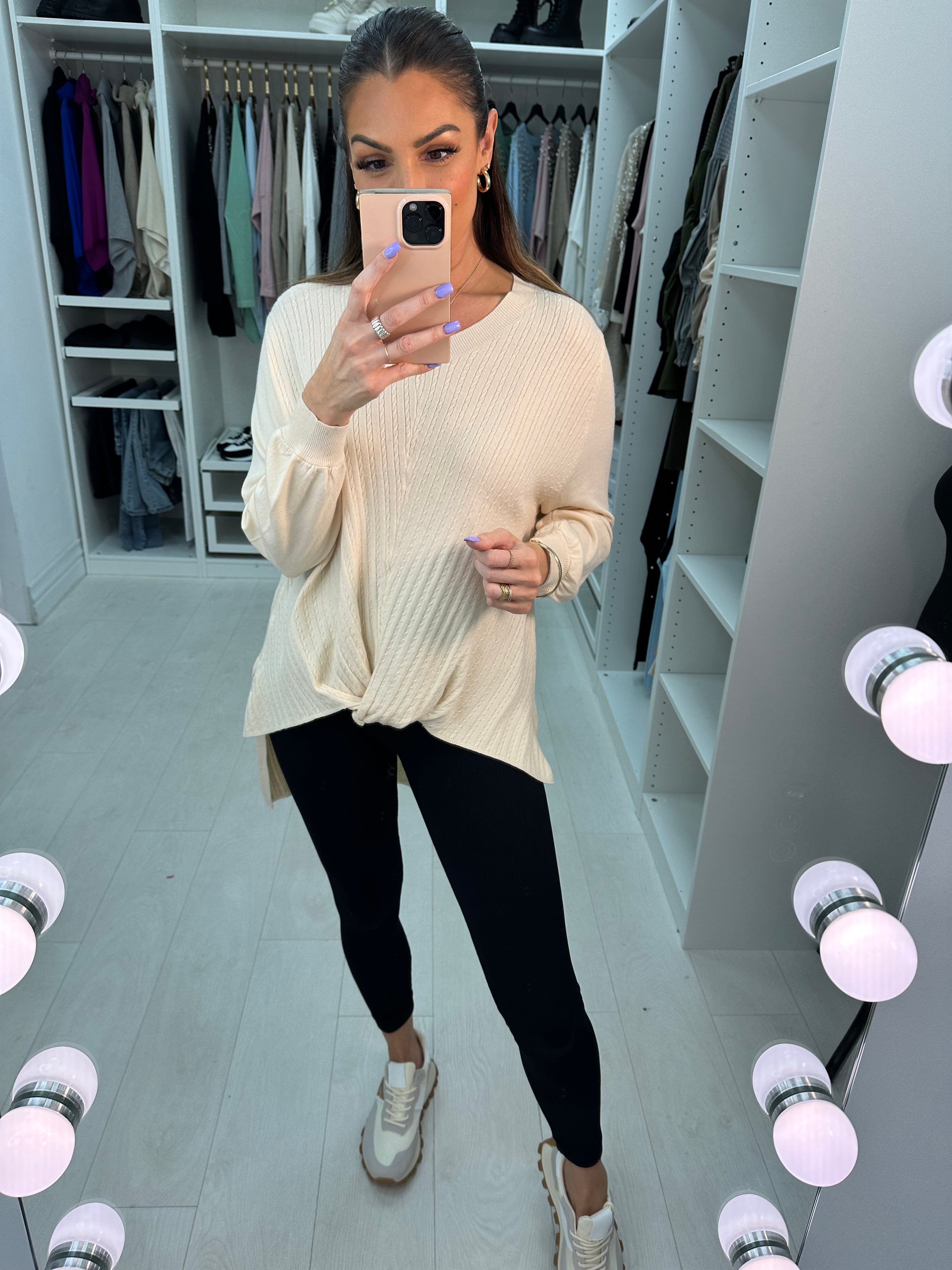 Lilah Knot Front Cable Knit Jumper