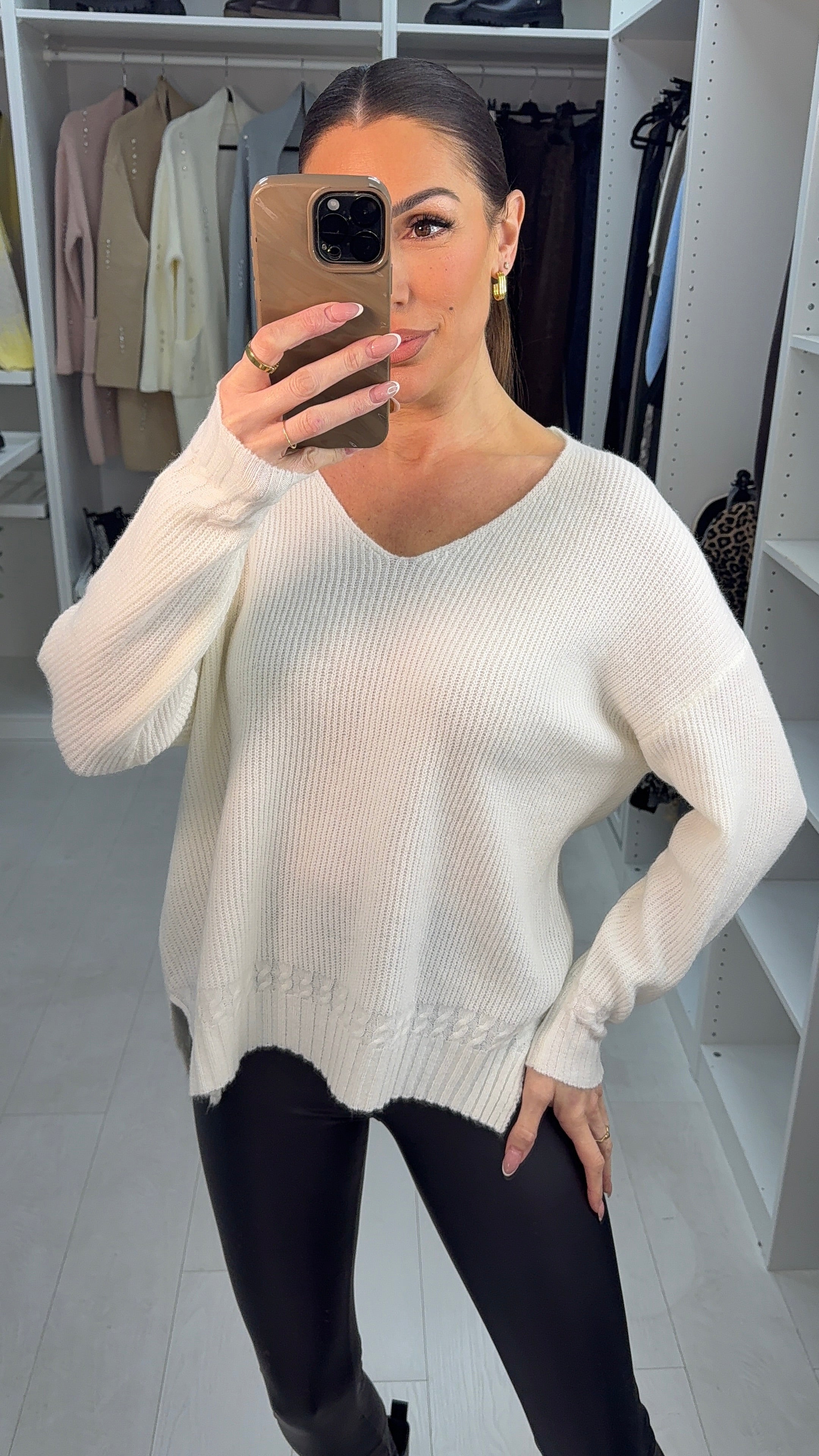 Elaina Super Soft Plain V Neck Jumper