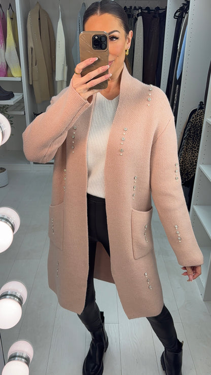 Emelia Embellished Open Front Longline Cardigan