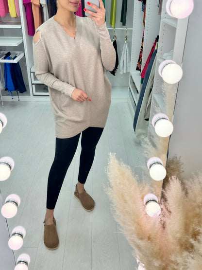 Lydia Diamond Heart Cold Shoulder Jumper