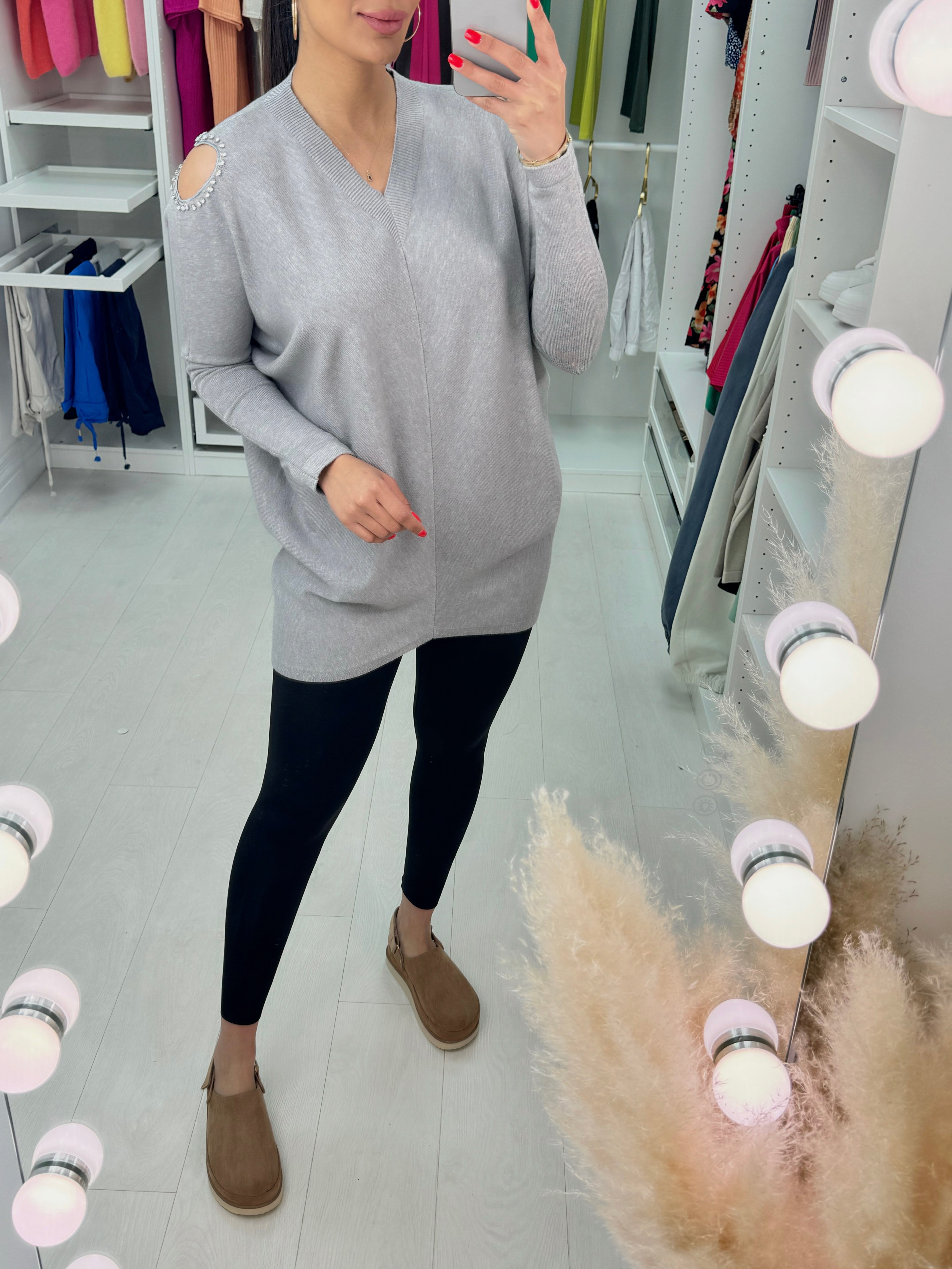 Lydia Diamond Heart Cold Shoulder Jumper