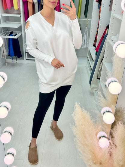 Lydia Diamond Heart Cold Shoulder Jumper