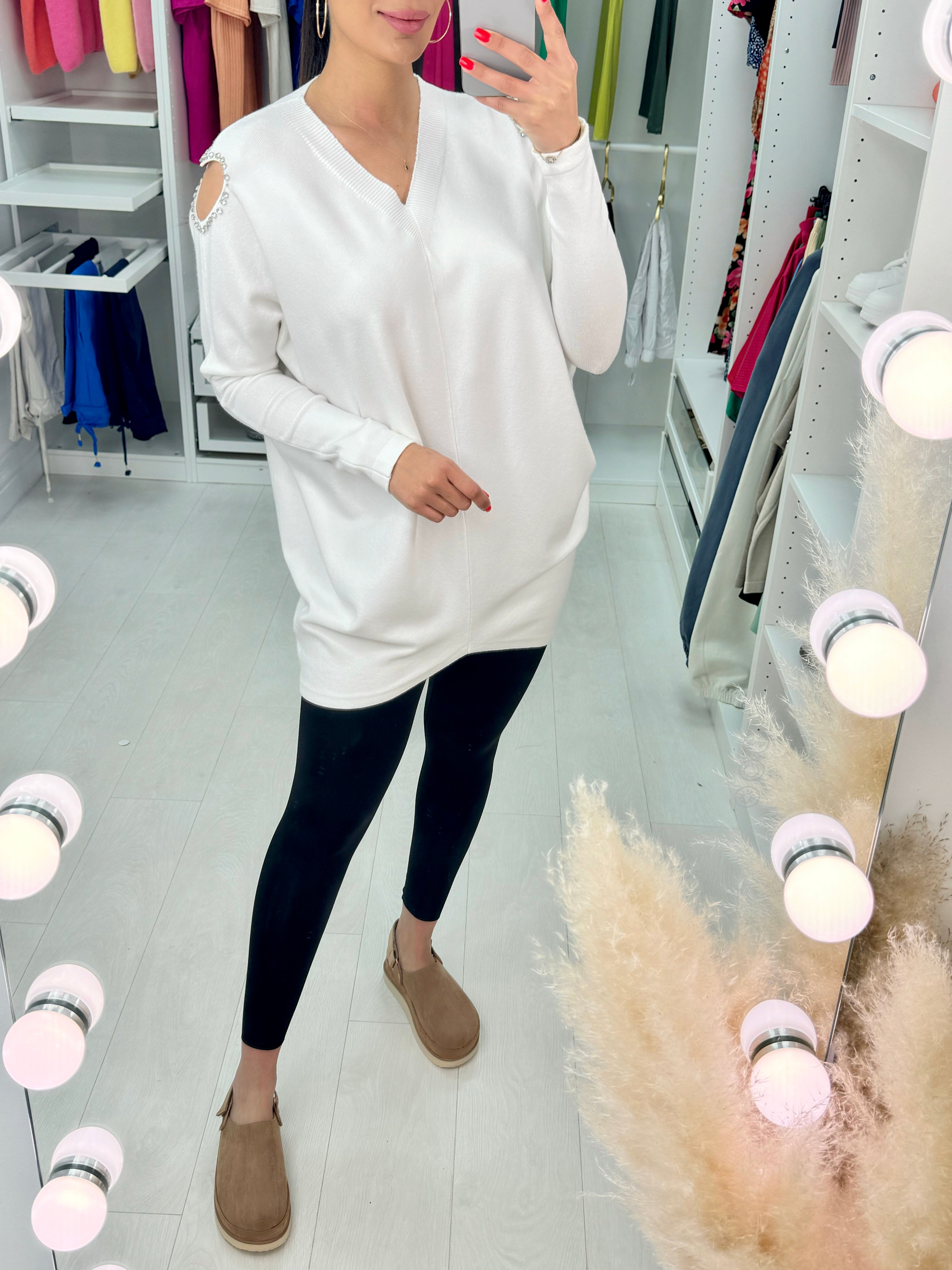 Lydia Diamond Heart Cold Shoulder Jumper