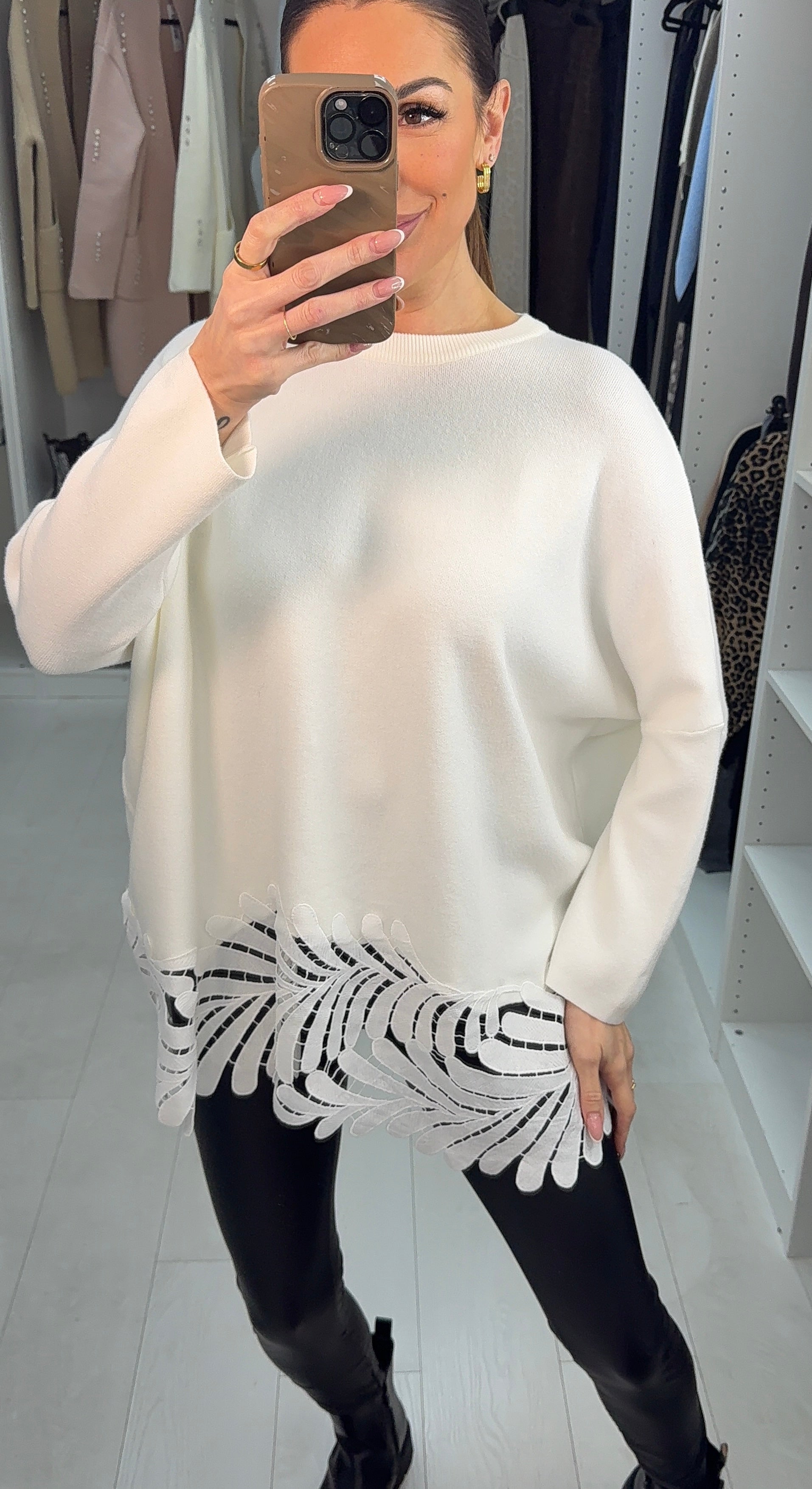 Parker Plain Crochet Hem Loose Fit Jumper