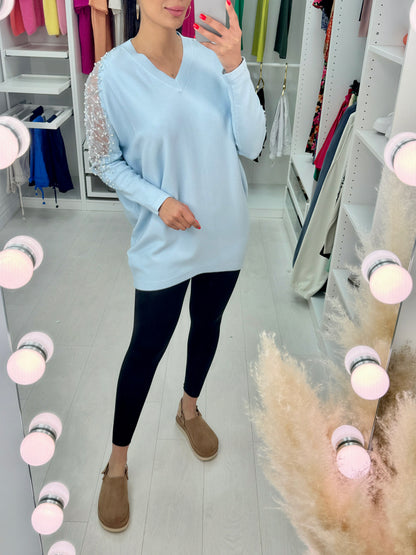 Shannon Sheer Pearl Panel Jumper