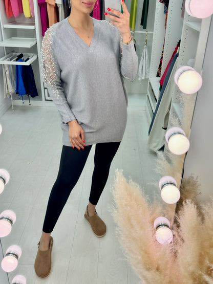 Shannon Sheer Pearl Panel Jumper