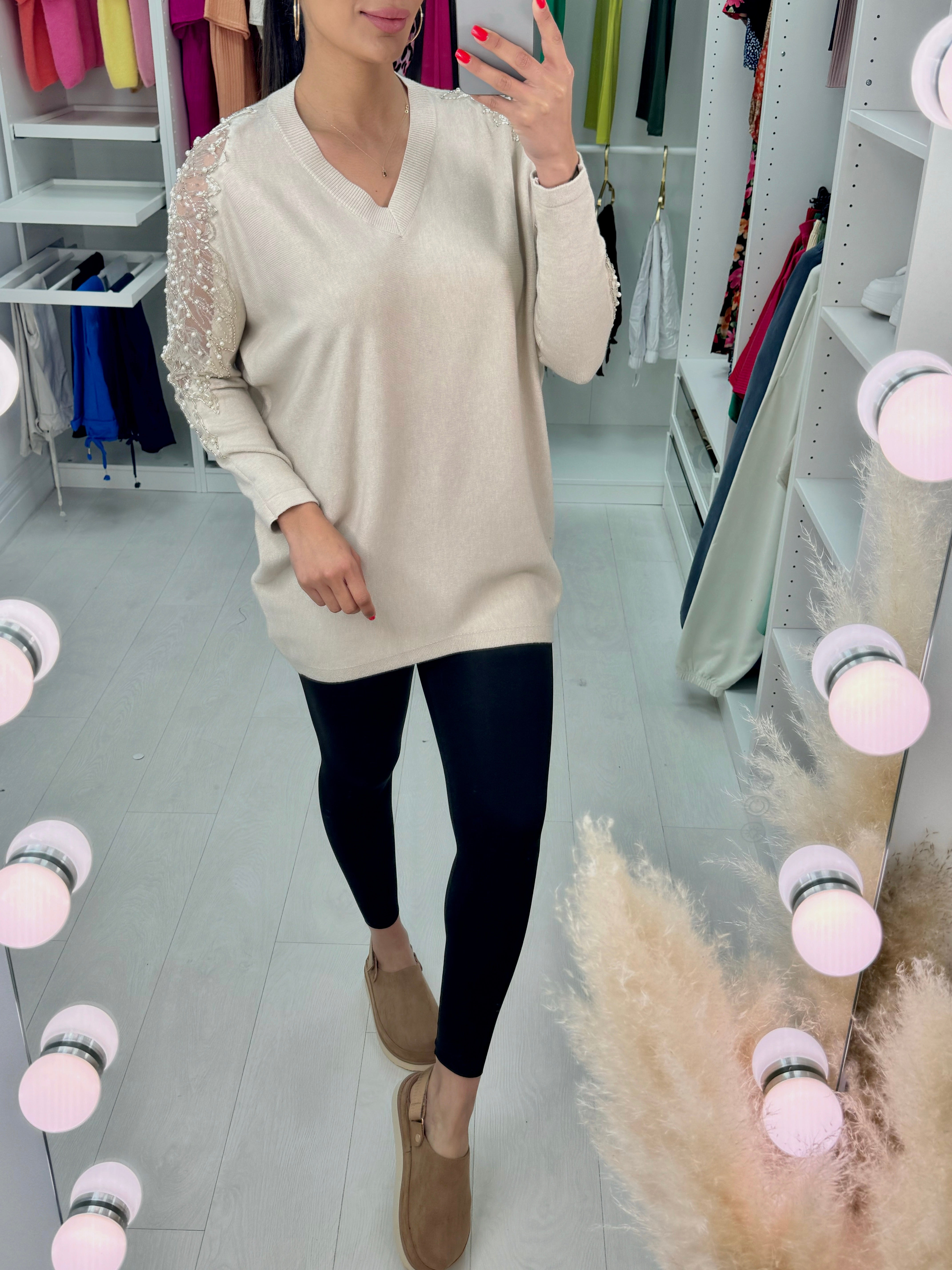 Shannon Sheer Pearl Panel Jumper