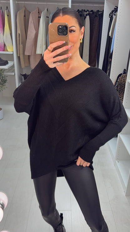 Paislee Plain Asymmetric Loose Fit Jumper