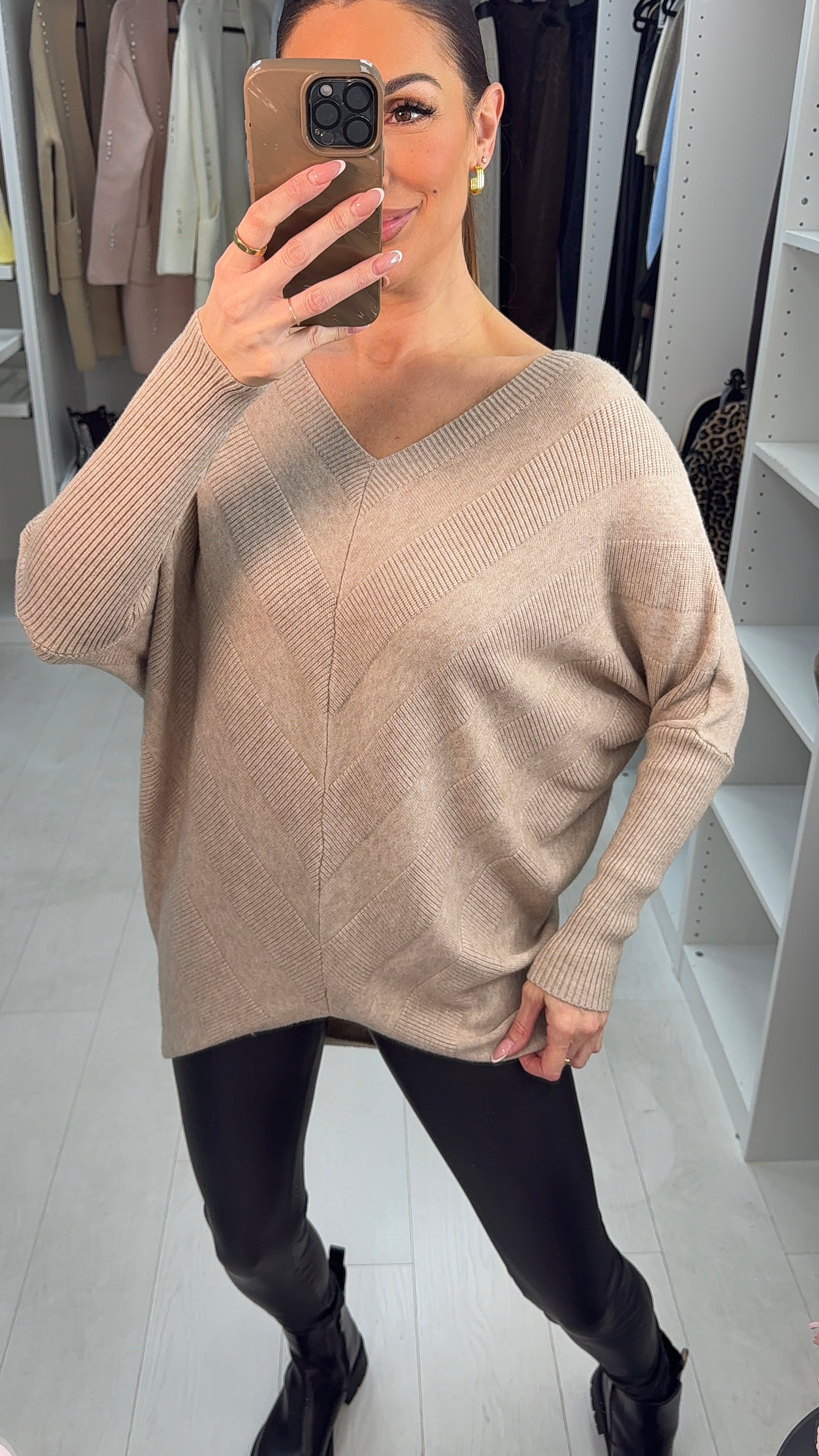 Paislee Plain Asymmetric Loose Fit Jumper