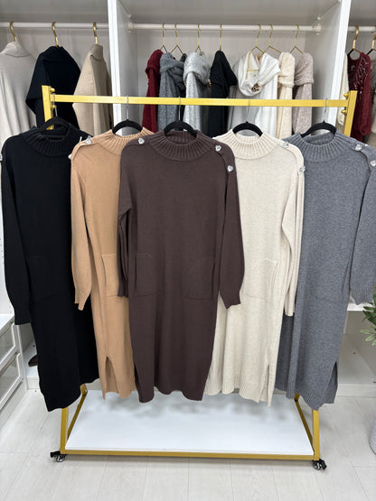 Keliah Plain Heart Embellished Sleeve Jumper Dress