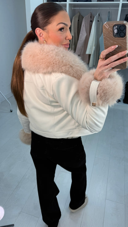 Ayla Faux Leather & Fur  Detailed Jacket