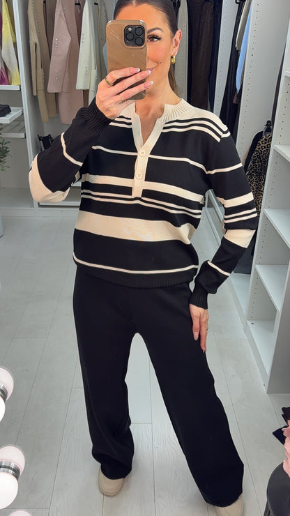 Karis Colour Block V Neck Loungewear Set