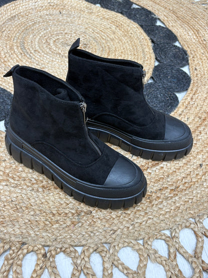 Rosanna Faux Suede Zip Front Chunky Boots