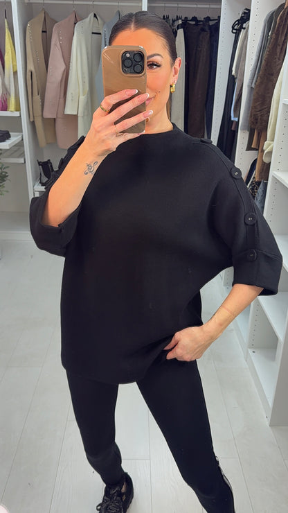 Nylah Button Detailed 3/4 Sleeve Jumper