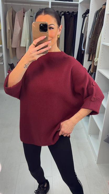 Nylah Button Detailed 3/4 Sleeve Jumper