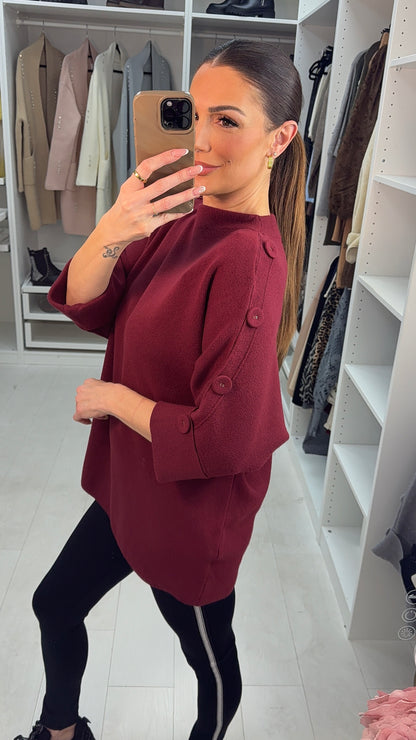 Nylah Button Detailed 3/4 Sleeve Jumper