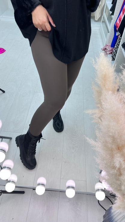 Avalee Chocolate Plain Soft Stretch Leggings