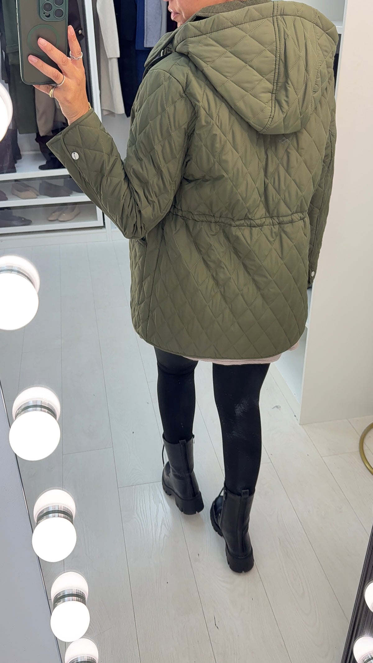 Elaria Quilted Hooded Drawstring Waist Jacket