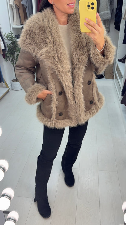 Isayla Reversible Faux Fur Detail Coat