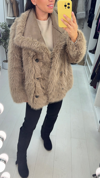 Isayla Reversible Faux Fur Detail Coat