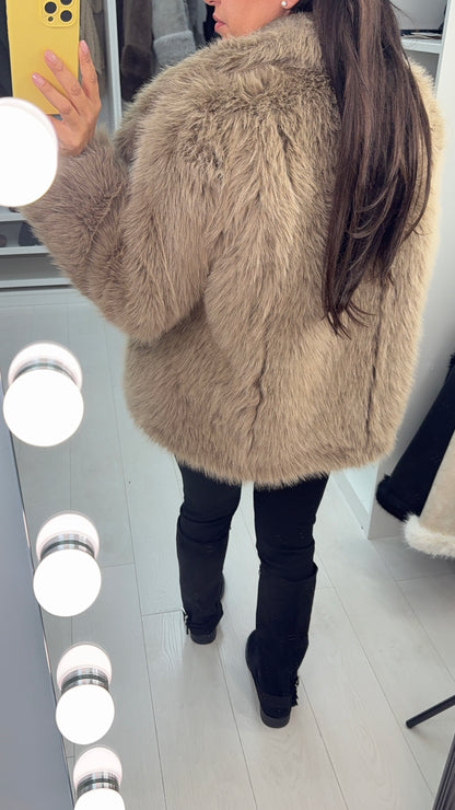 Isayla Reversible Faux Fur Detail Coat