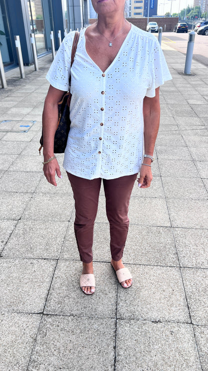 Exeter Cap Sleeve Broderie Top