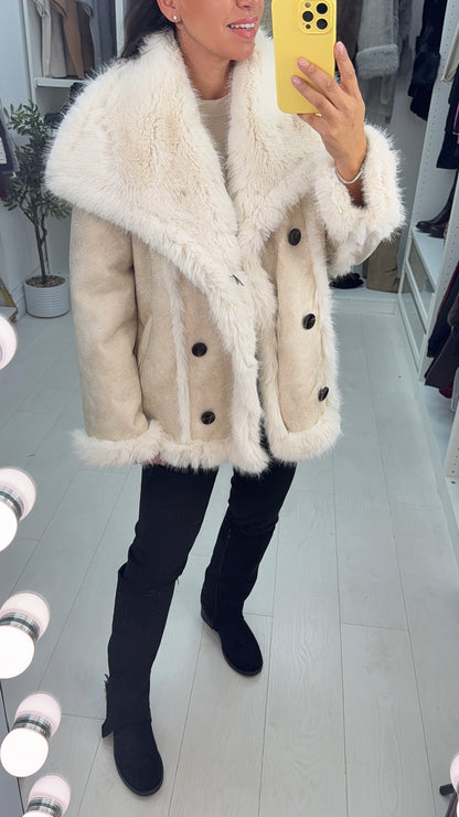 Isayla Reversible Faux Fur Detail Coat