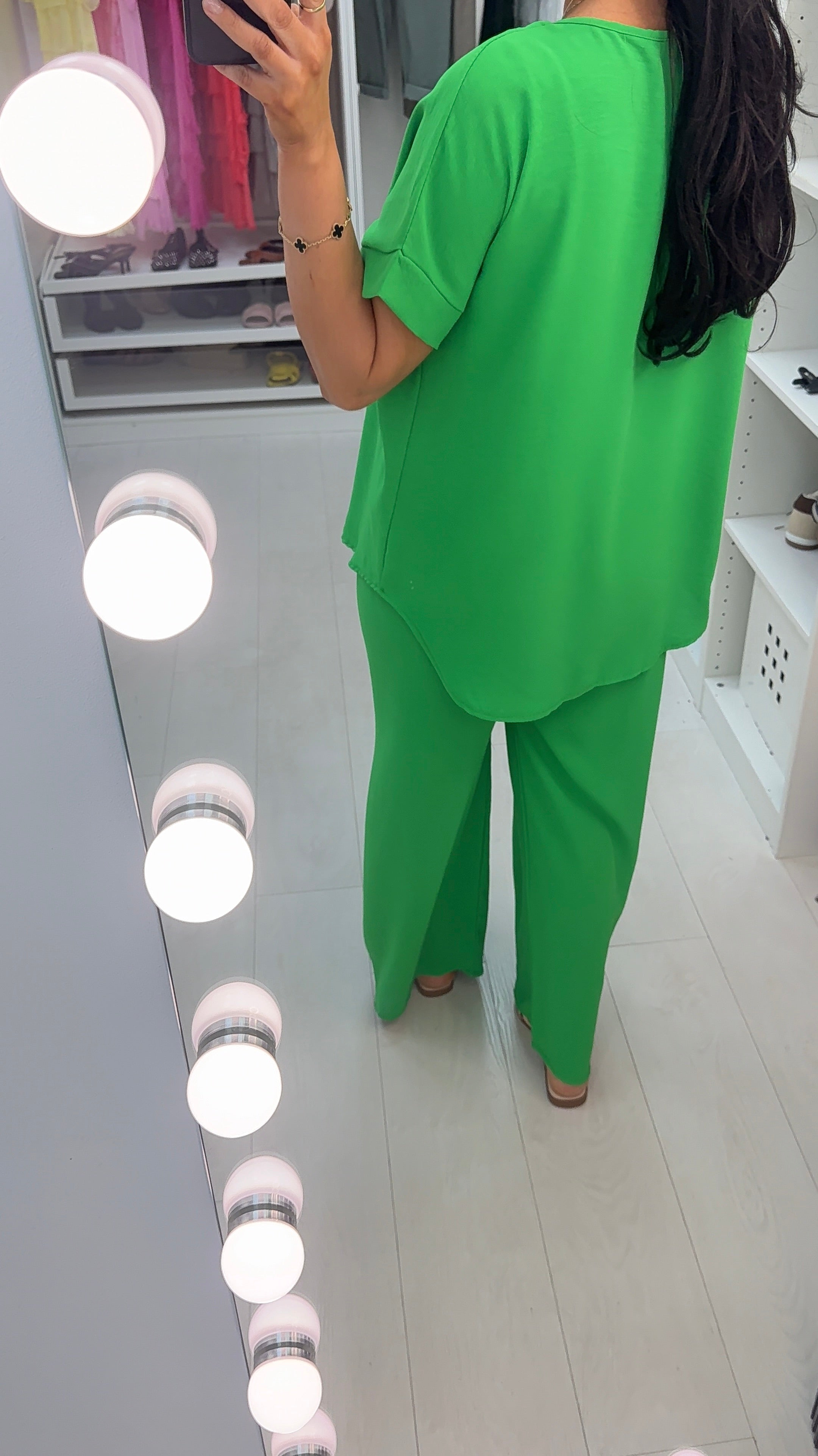 Alyssa Plain V Neck Necklace Co-Ord Set