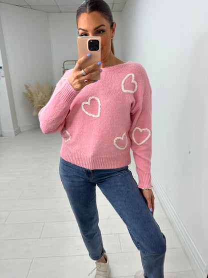 Arlette Heart Pattern Soft Jumper