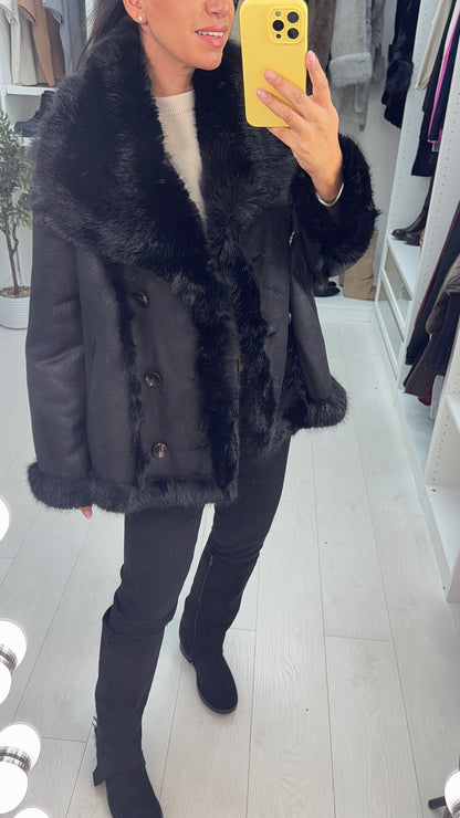 Isayla Reversible Faux Fur Detail Coat