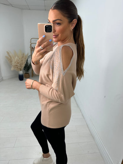 Maguire Diamante Feather Cold Shoulder Jumper