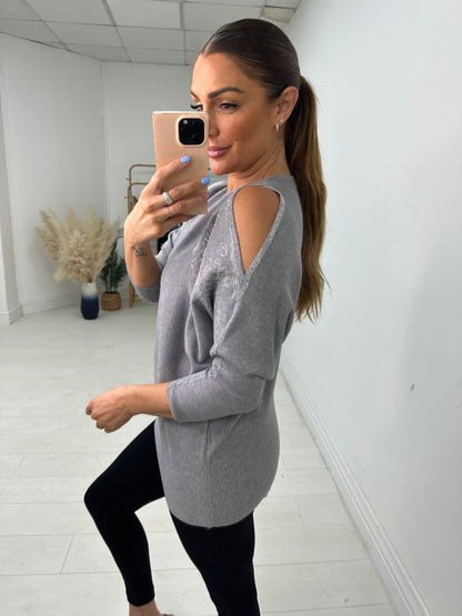 Maguire Diamante Feather Cold Shoulder Jumper