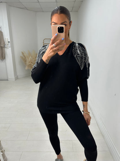 Maguire Diamante Feather Cold Shoulder Jumper