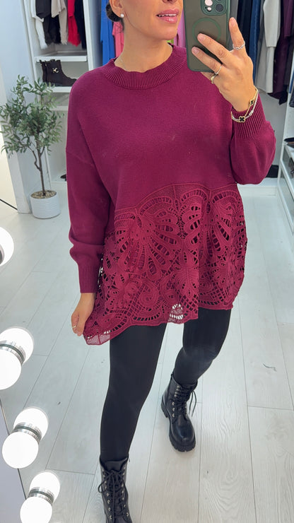 Roxana Crochet Detailed Knit Jumper
