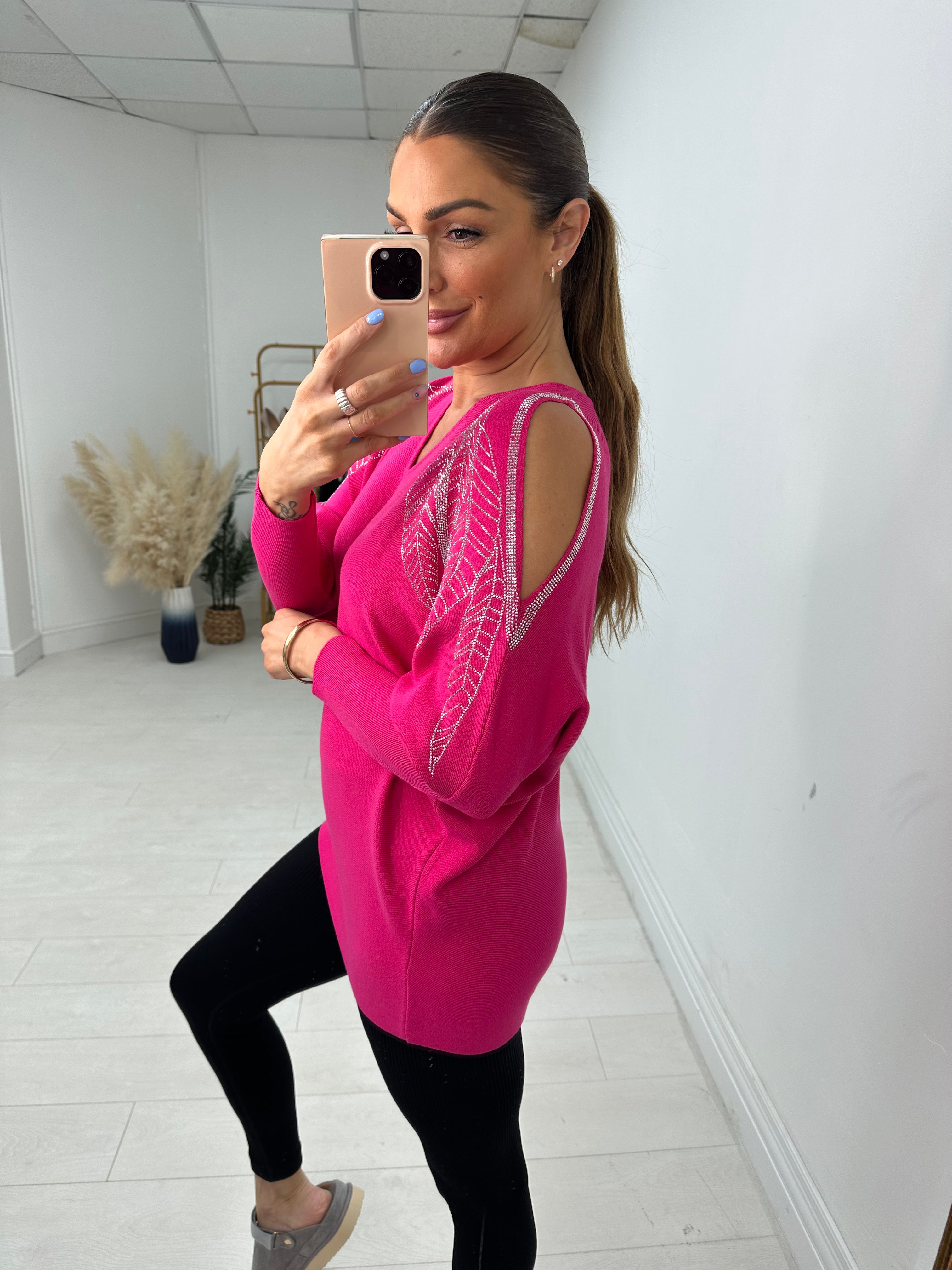 Maguire Diamante Feather Cold Shoulder Jumper