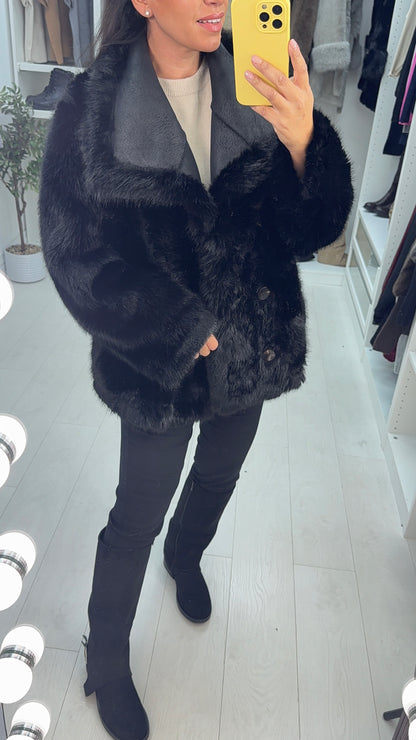 Isayla Reversible Faux Fur Detail Coat