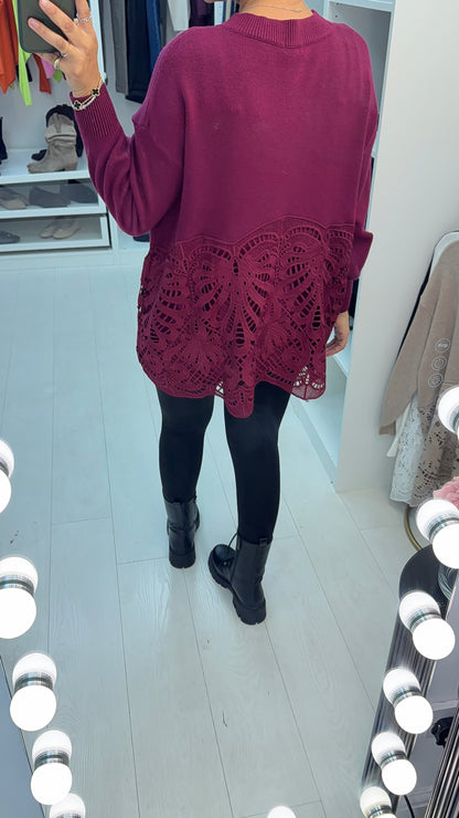 Roxana Crochet Detailed Knit Jumper